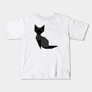 Origami Cat Gray and Black Kids T-Shirt